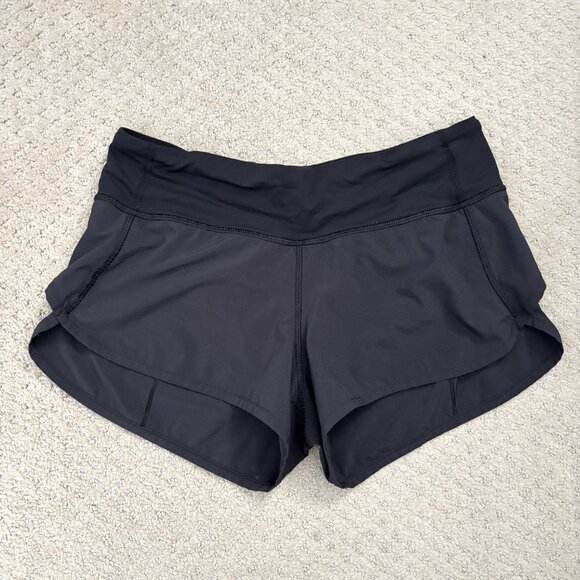 Lululemon Speed Up Black Athletic Shorts Women’s Sz 4 Built-In Liner 2.5” Inseam - Picture 2 of 6